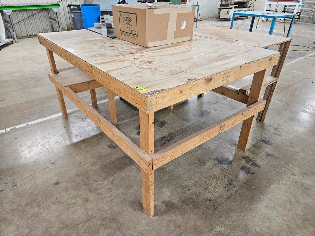 Wood Table, 73"x74"x37.5"