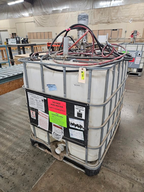 Pallet of Water Based Adhesive (Approx. 50 Gallons) with Graco Pump and 2 Air Pro Guns