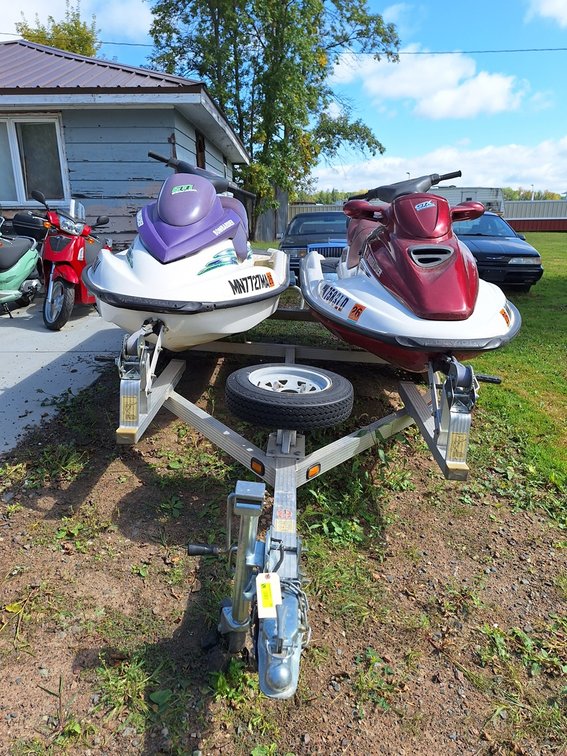 2 Sea Doo Jet Skis with 2 Place Aluminum Trailer.