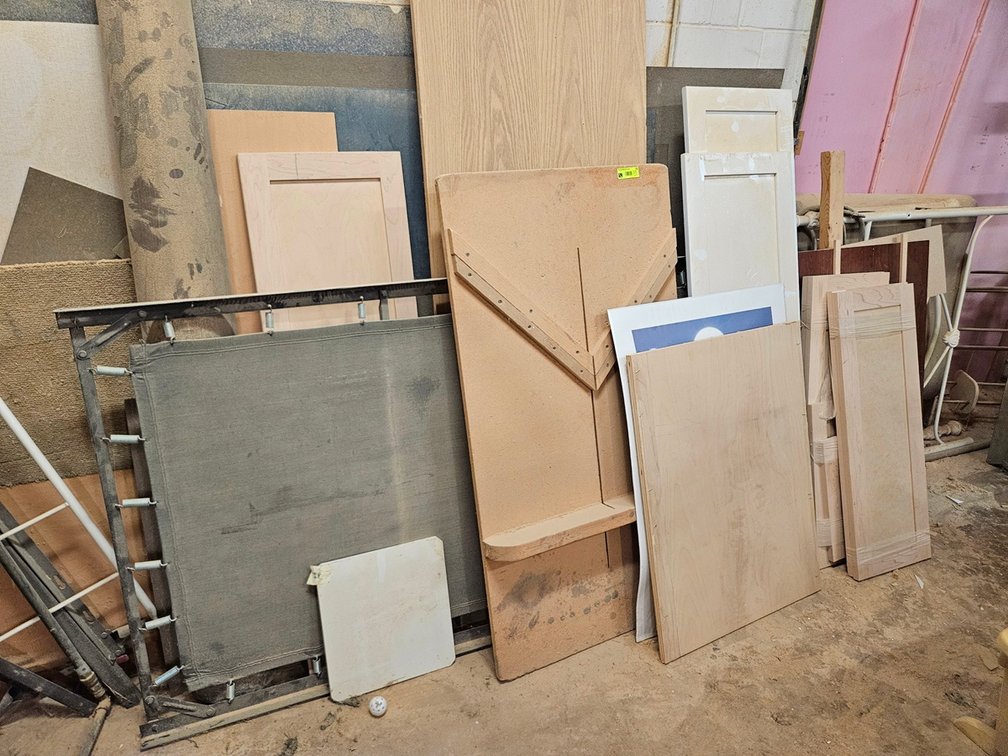 Assorted Along Wall, Wood, Bed Frame Parts, More