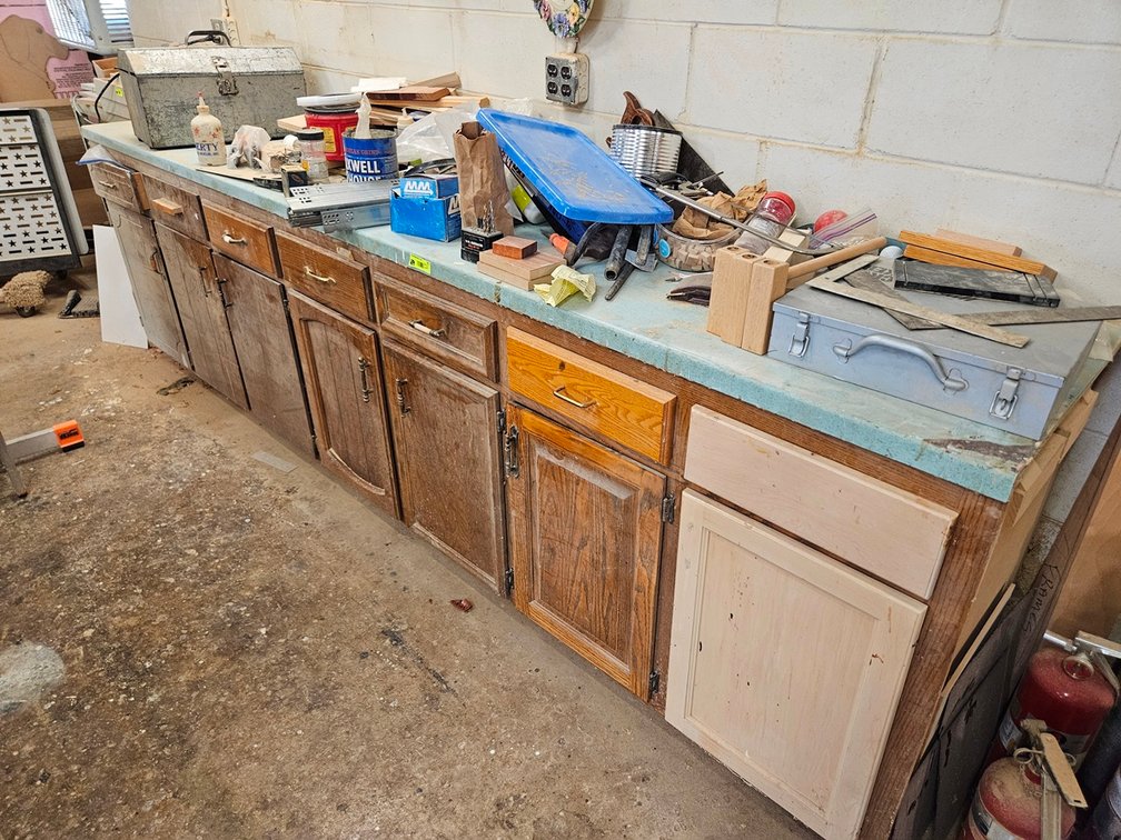 Wood Cabinet 123"x24" with Contents, Cabinet Hardware, More