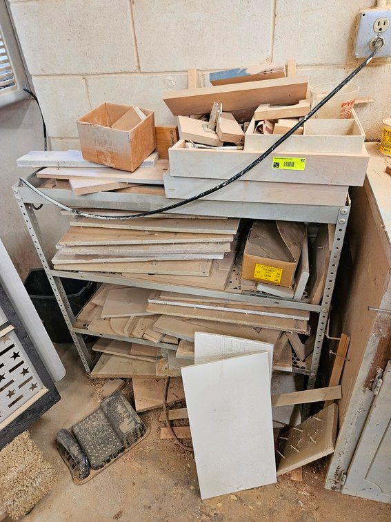 Metal Shelf with Assorted Wood