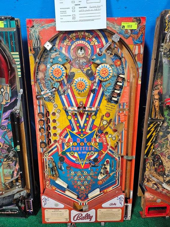 Bally Harlem Globetrotters Populated Playfield, For Parts or Wall Art