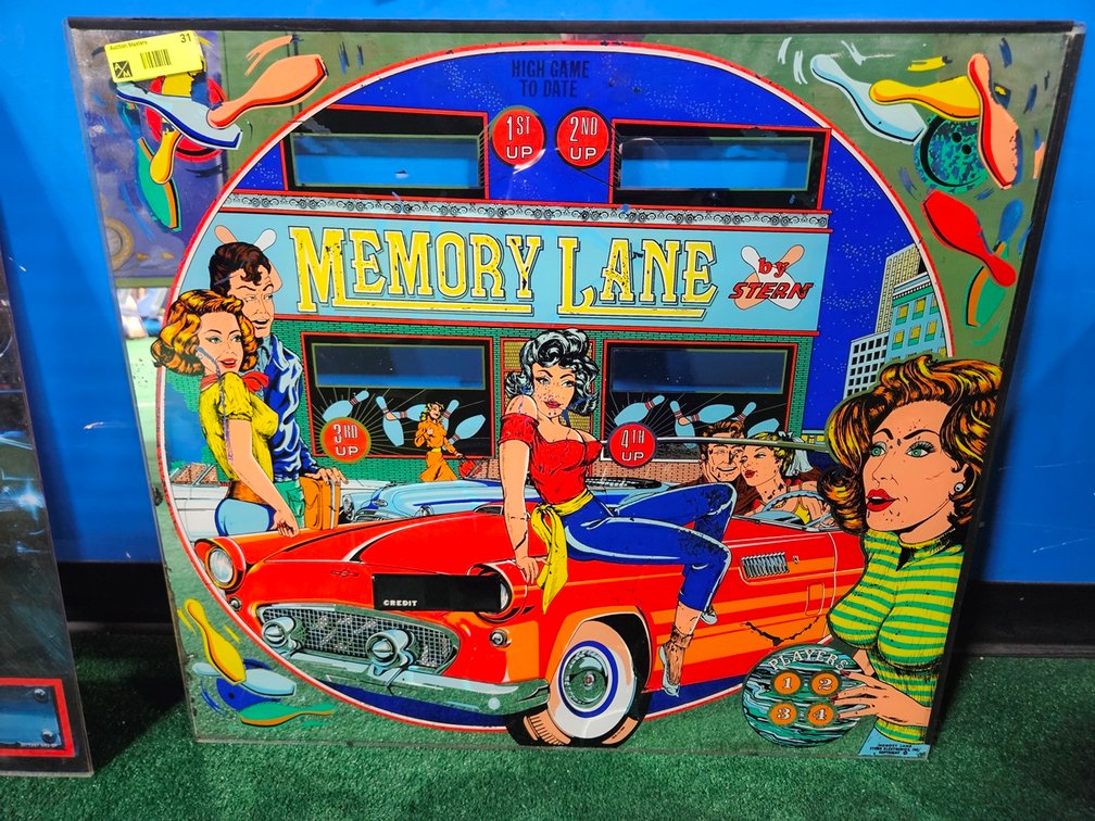 Stern Memory Lane Pinball Back Glass, 29"x28"
