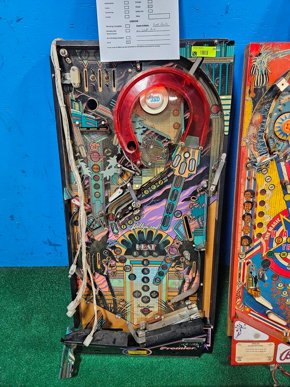 Gottlieb Hollywood Heat Populated Playfield, For Parts or Wall Art