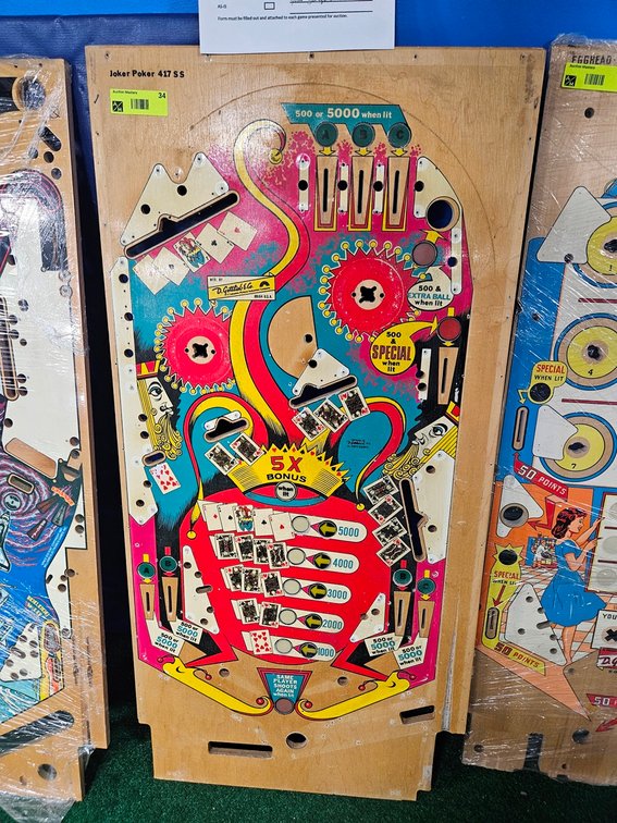Gottlieb Joker Poker Pinball Playfield, 20"x42"