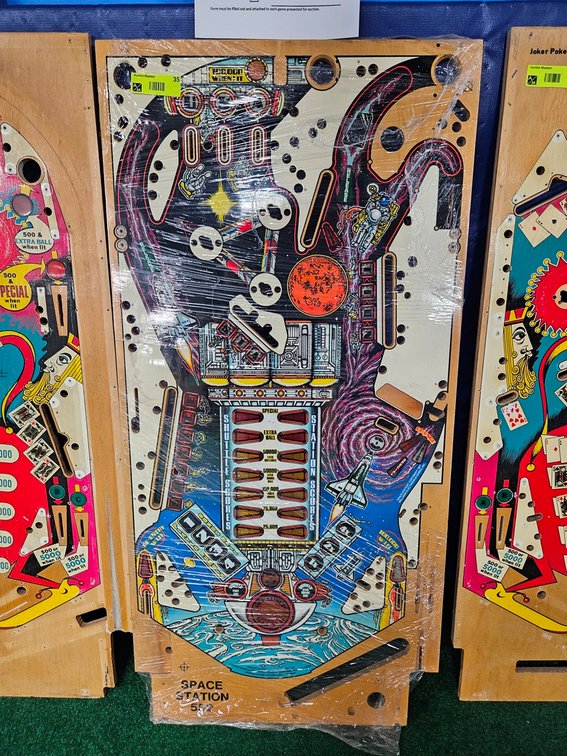 Williams Space Station Pinball Playfield, NOS, 20"x42"