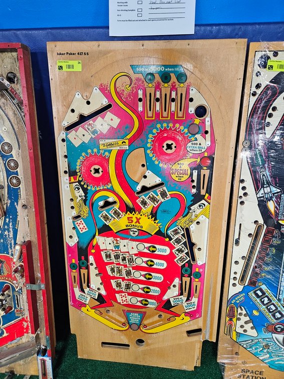 Gottlieb Joker Poker Pinball Playfield, 20"x42"