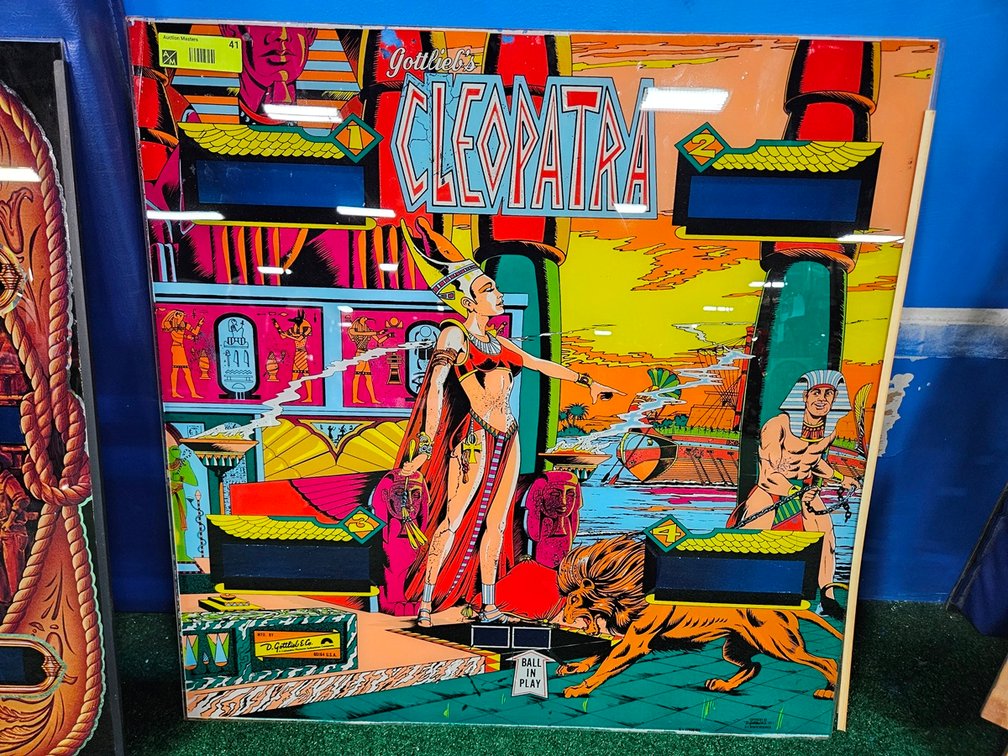 Gottlieb Cleopatra Pinball Back Glass, 26"x26"