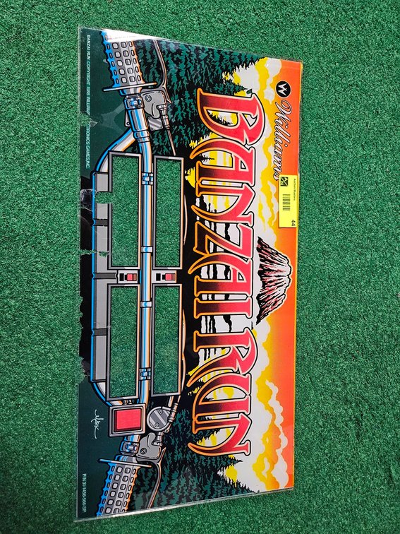 Williams Banzai Run Pinball Back Glass, 22"x11"