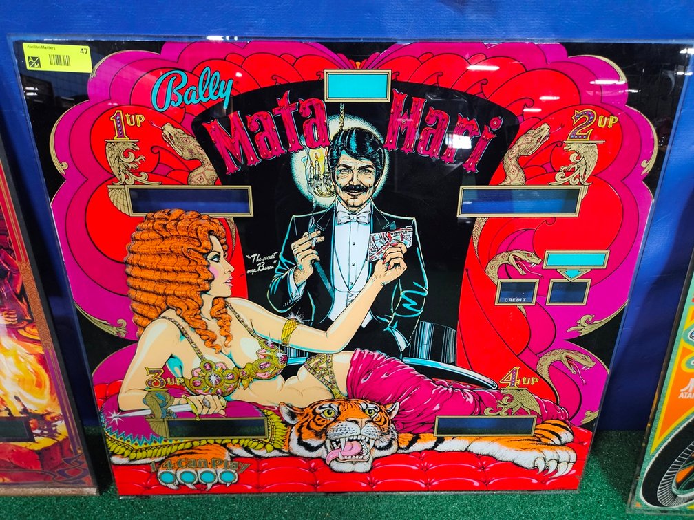 Bally Mata Hari Pinball Back Glass, 28.5"x26"