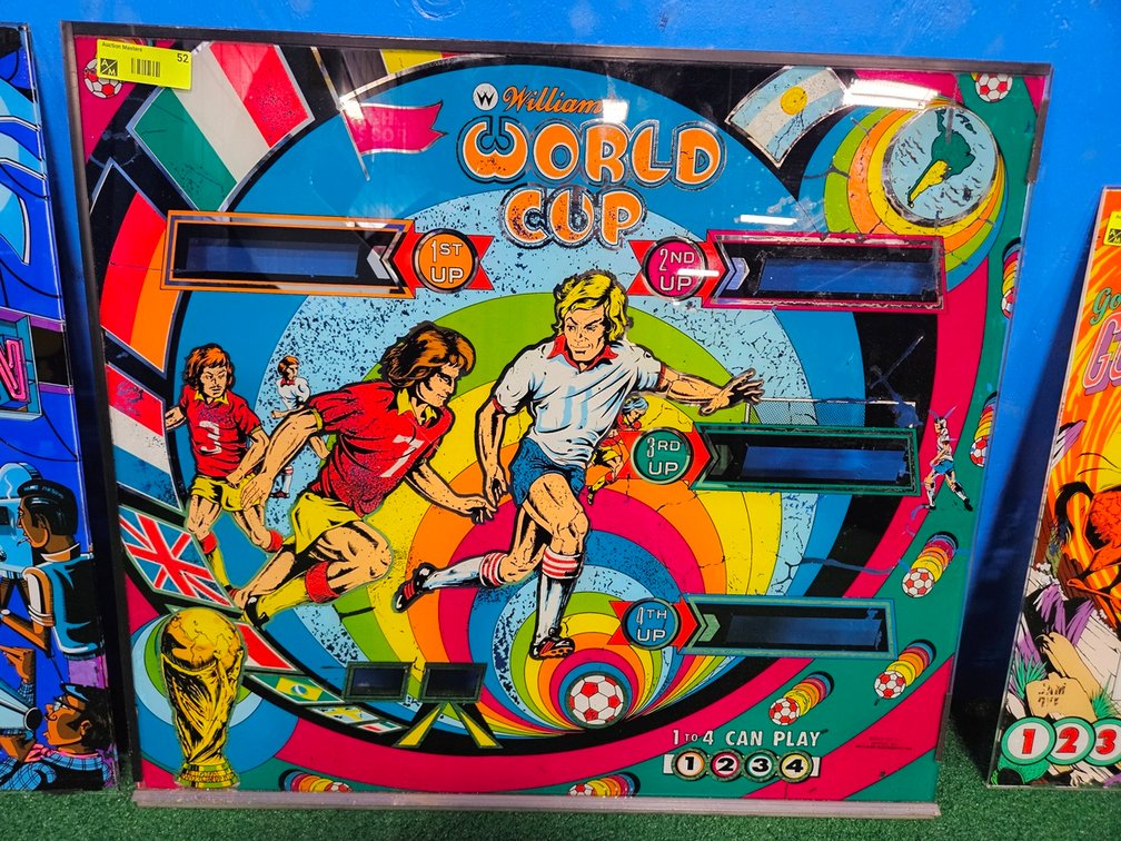 Williams World Cup Pinball Back Glass, 29"x26"