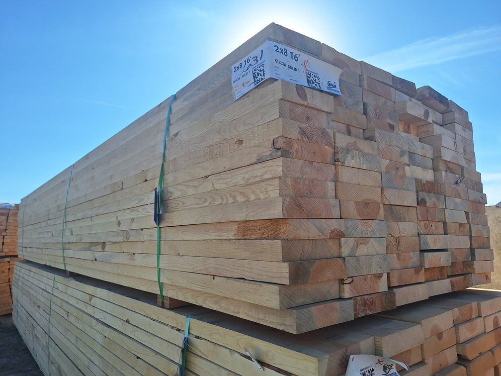 Fascia 2"x8" PP Sized KDHT, 96 - 16' Pieces, 1536 Linear Feet