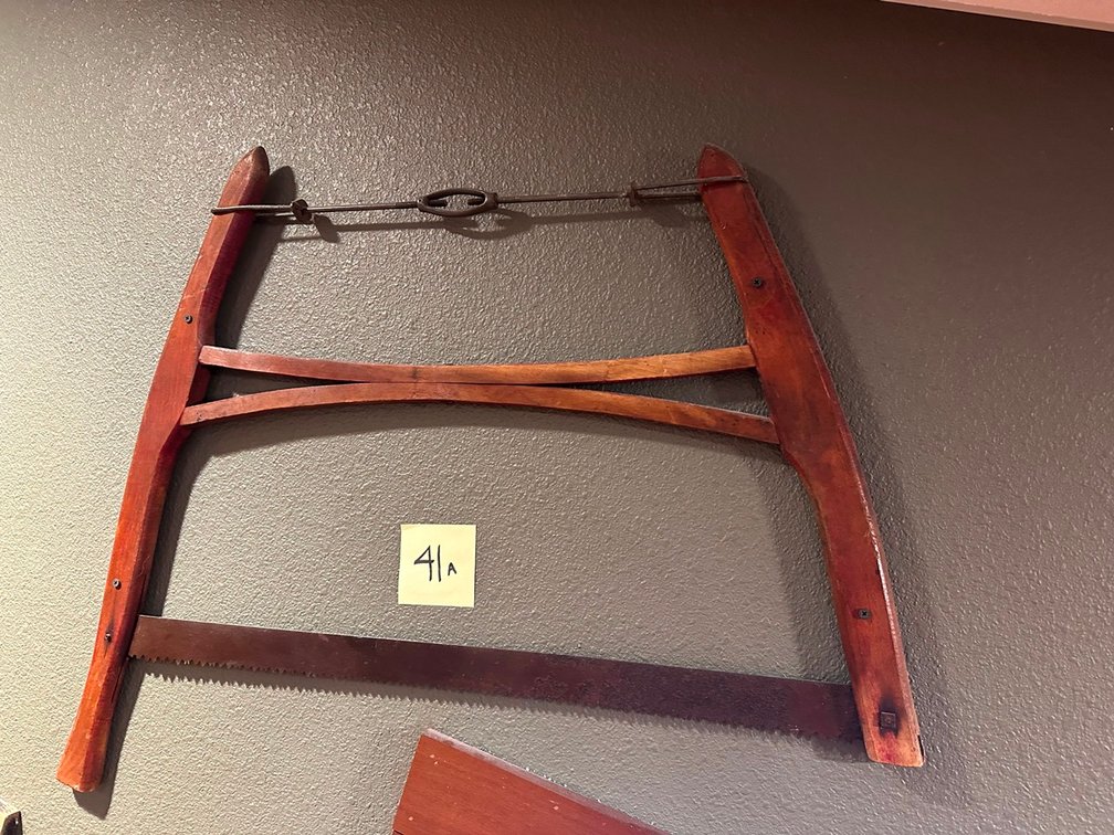 Wooden handsaw + windmill clock + wood/metal horseshoe/star wall art