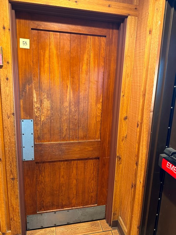 Interior wood door with handle on one side