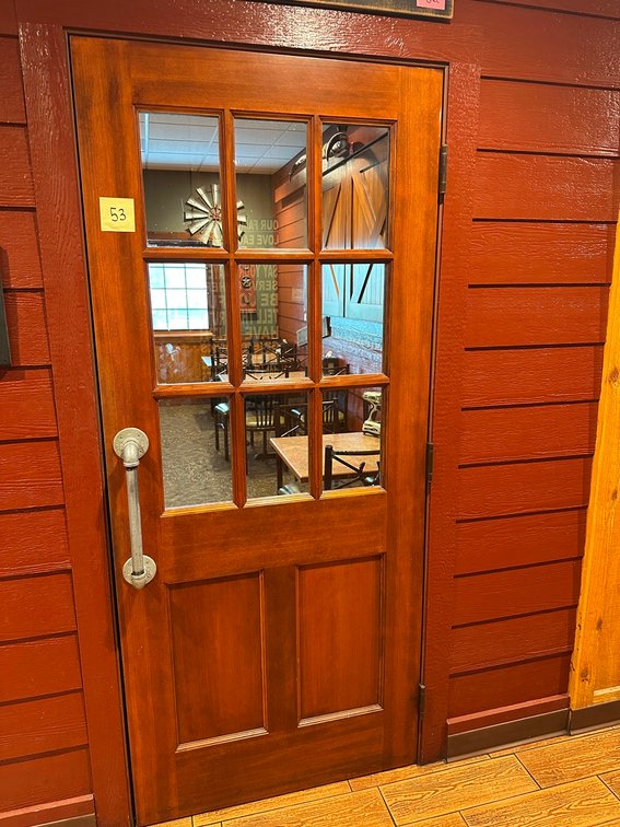 Interior wood door with handle on one side