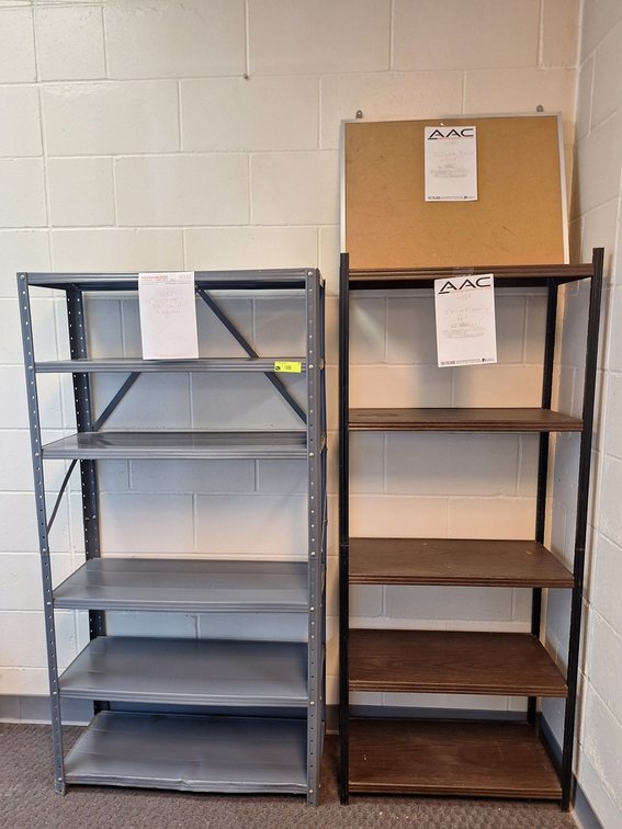2 Shelves 30"x12"x58" and 24"x12"x60", Corkboard