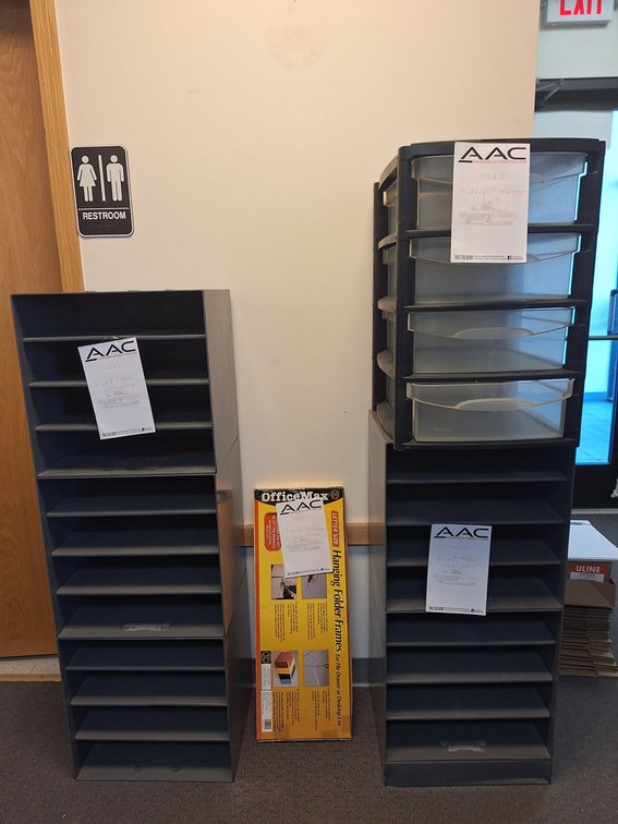 Metal Mail Sorting Cabinets, Poly Drawers, More