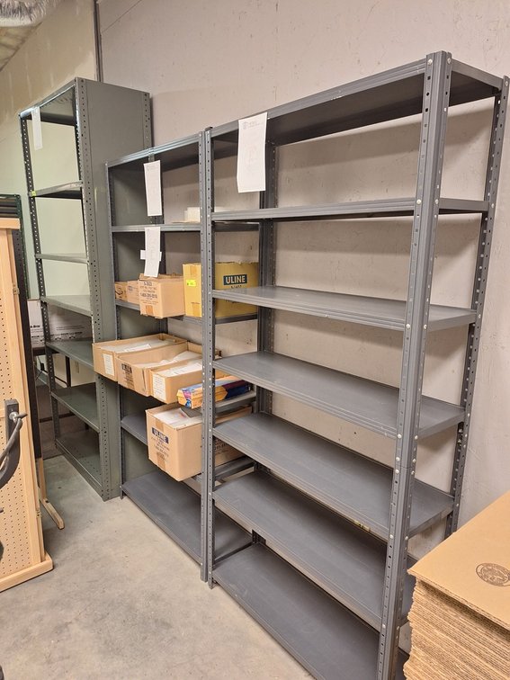 3 Metal Shelves, 2 - 36"x12"x72" and 1 - 36"x15"x84"