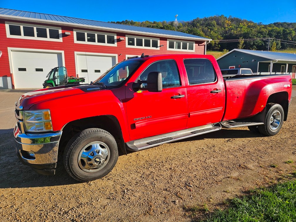 2012 Chevy 3500 HD 4X4 Truck, VIN 1GC4K0C80CF236159, Duramax 6.6 HD Diesel Engine, Allison Transmission, 109,433 Miles on Odometer, Rear Dual Tires, AM/FM/CD, Power Windows/Locks/Seat, Rear Hitch