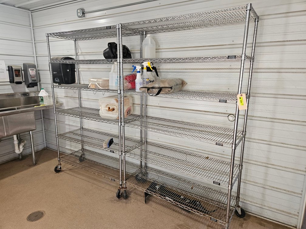 3 Wire 6 Tier Shelves on Wheels, 48"x18"x77"