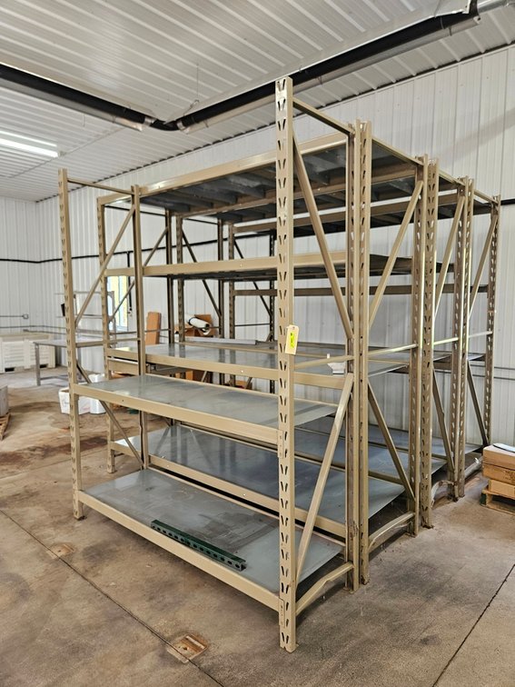 4 Metal Shelves: 2 - 102"x30"x96", 1 - 102"x24"x96", 1 - 77"x24"x96"