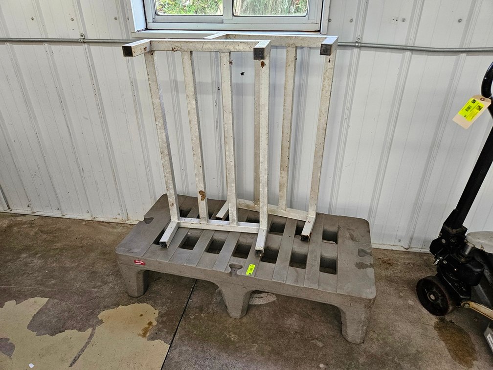 3 Assorted Dunnage Racks: 2 Aluminum 36"x20"x8", Metro Poly 48"x22"x12"