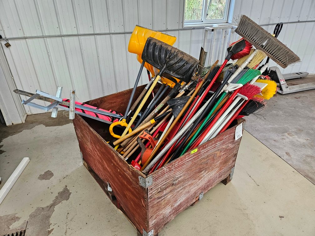 Wood Pallet Box with Assorted Hand Tools