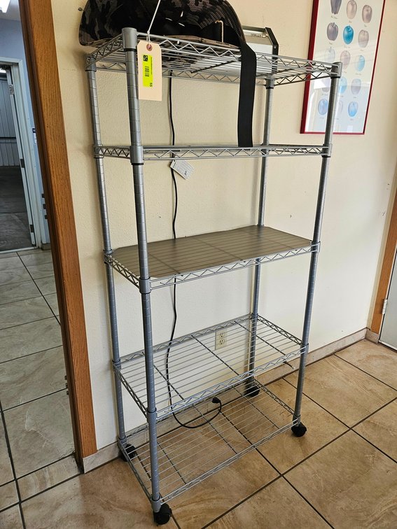Wire 5 Tier Shelf on Wheels, 30"x14"x61"