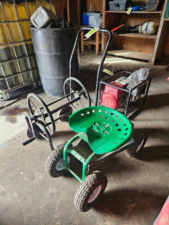 Hose Reel Cart, Garden Seat on Wheels