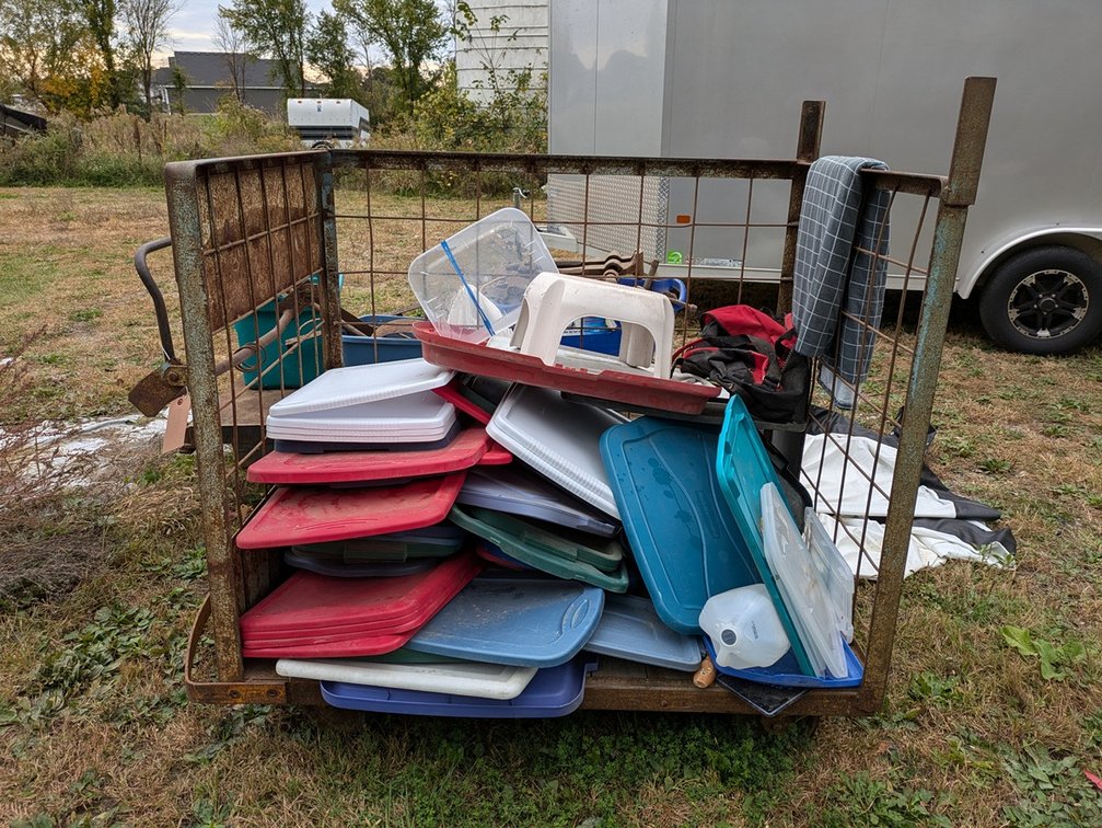 Metal Utility Cart/Cage, 54"x36"x52", Assorted Tote Lids