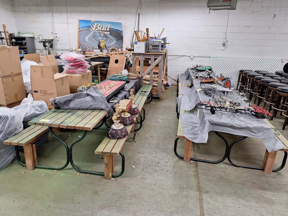 5 Wood/Metal Picnic Tables, 72"x53"x30"