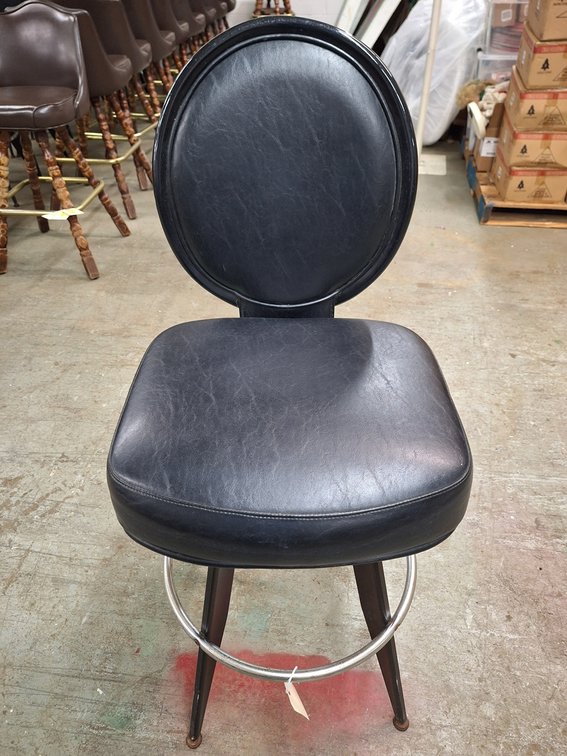 12 Cushioned Stools with Backs, 30" Seat Height.  Need a good wipe down.