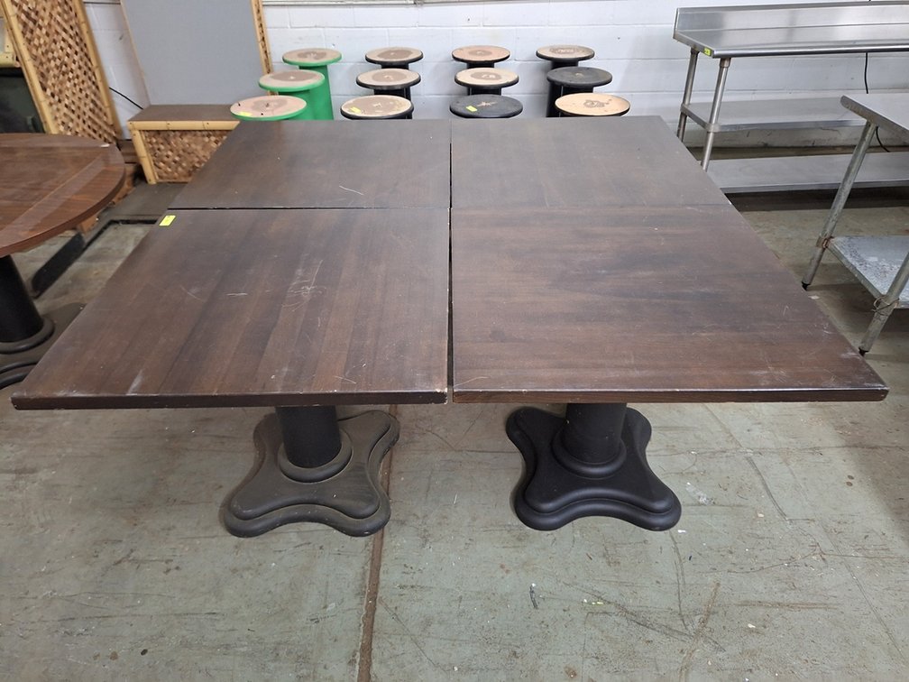 4 Wood Tables with Bases, 36"x36"x29"
