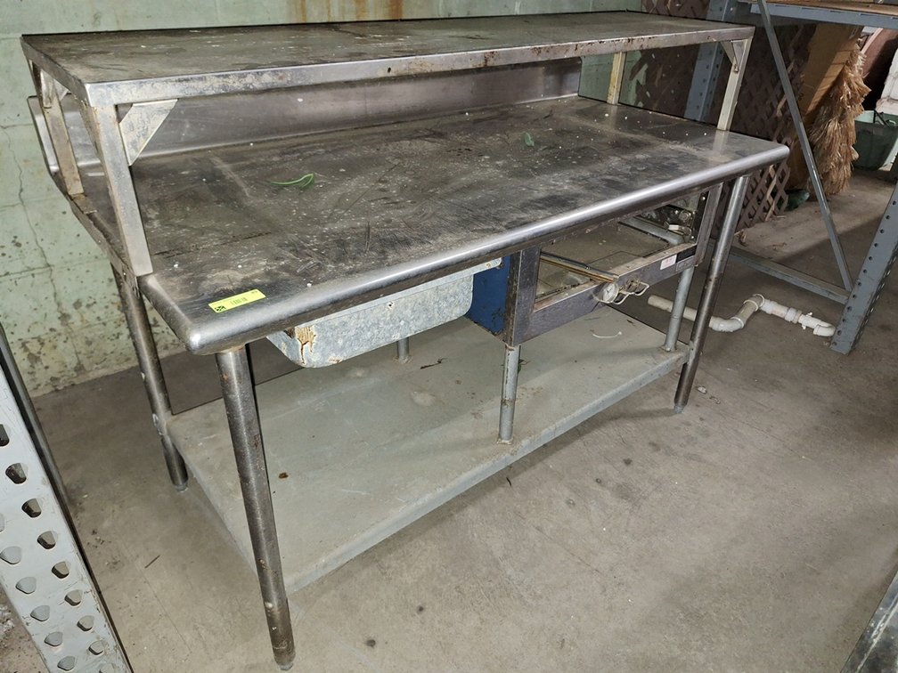 SS Table with Undershelf, Overshelf and Backsplash, 60"x32"x45"