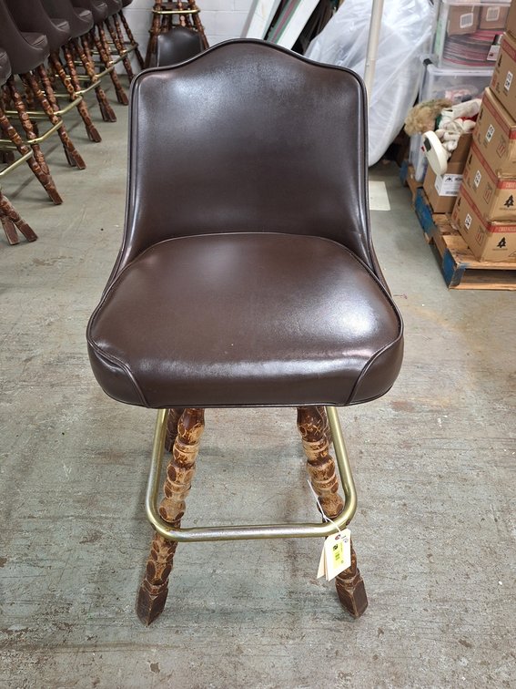 10 Retro Bar Stools Wood Frame, Upholstered Padded Stools with Backs, 30" Seat Height