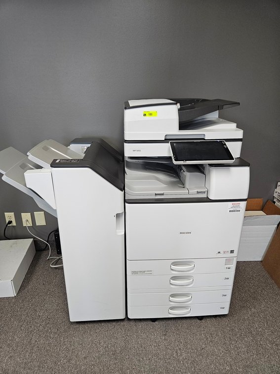 Ricoh MP 5055 Copier/Printer/Scanner with Finisher, Serial C84236919, Counter Reads 167436