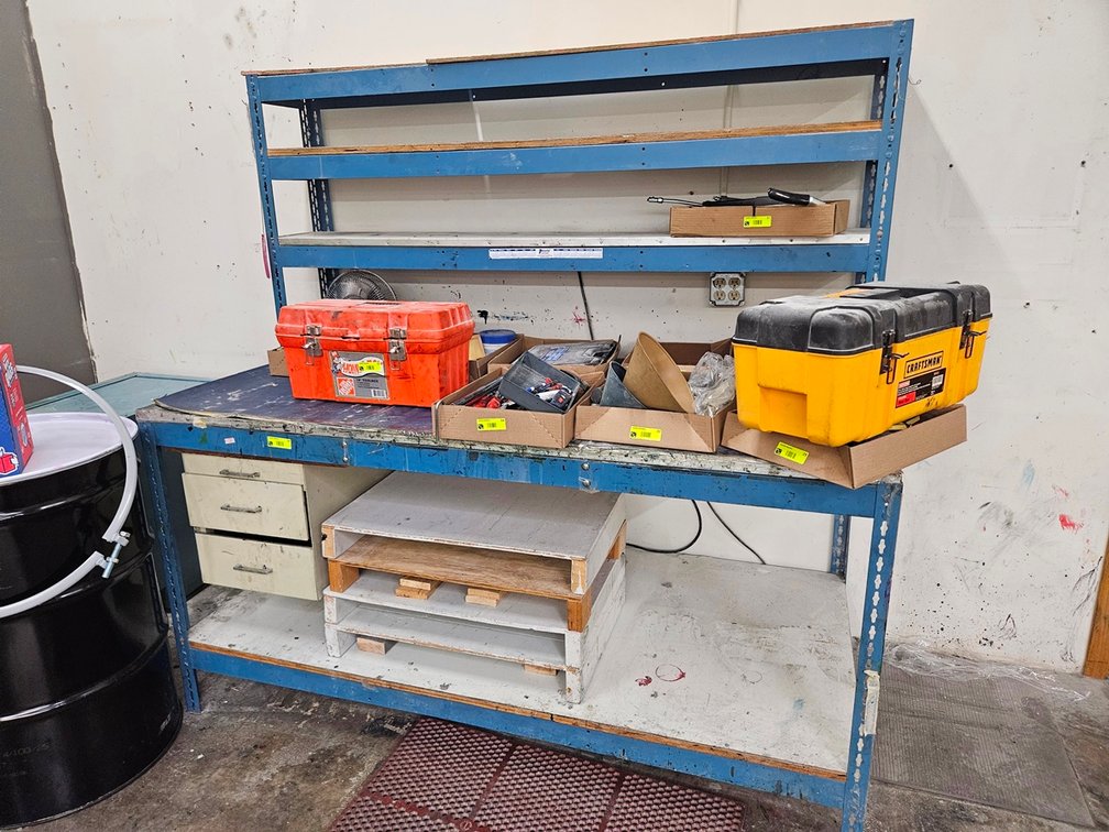 Metal Work Bench with Overshelves, 72"x37"x72"