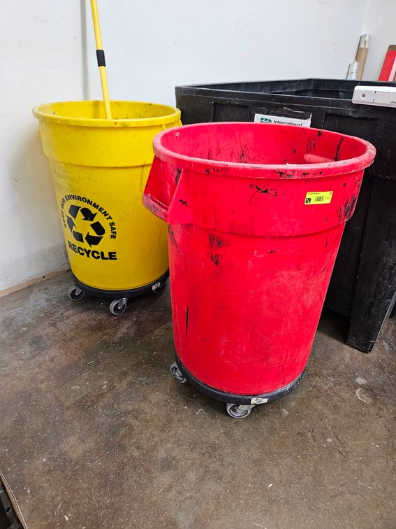 2 Poly Trash Cans on Wheels