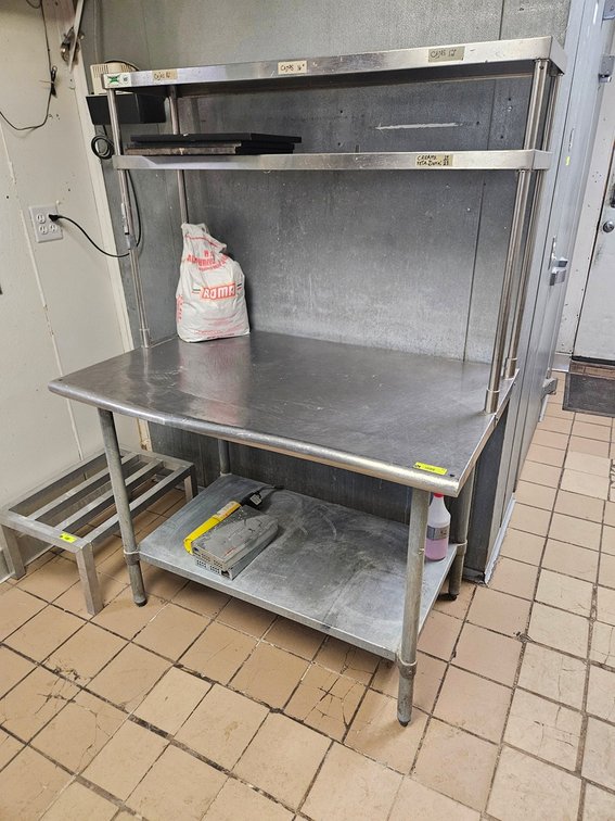 SS Table with Undershelf, 48"x30"x36", 2 Tier Overshelf