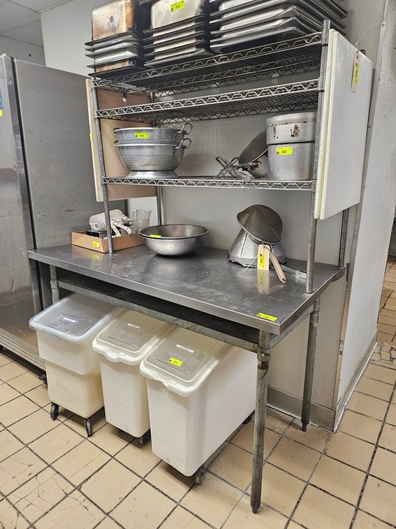 SS Table, 60"x30"x36", 3 Tier Overshelf