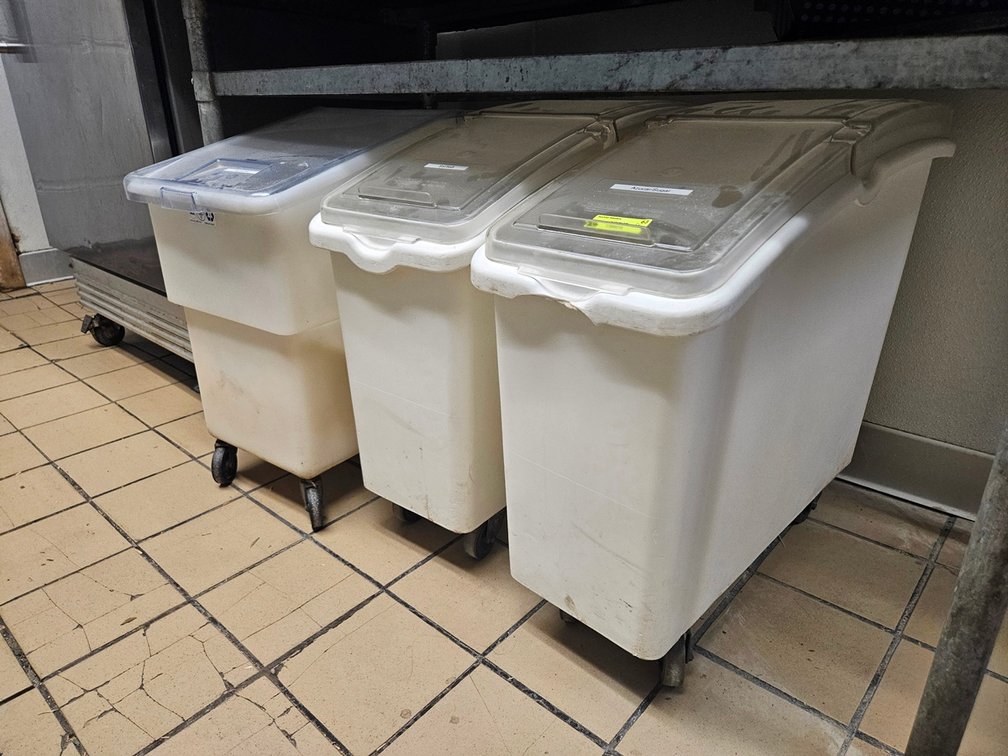 3 Poly Ingredient Bins on Wheels
