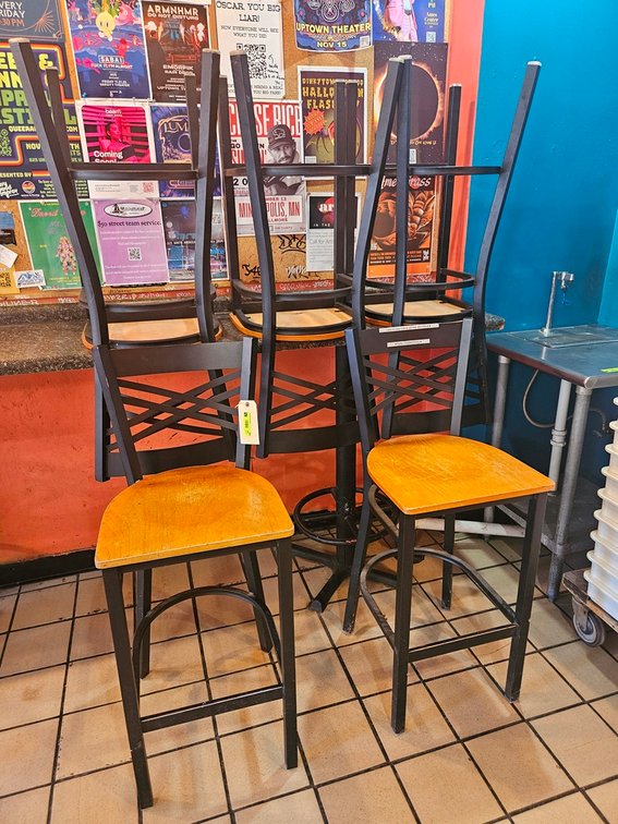 12 Metal/Wood Stools, 29" Seat Height