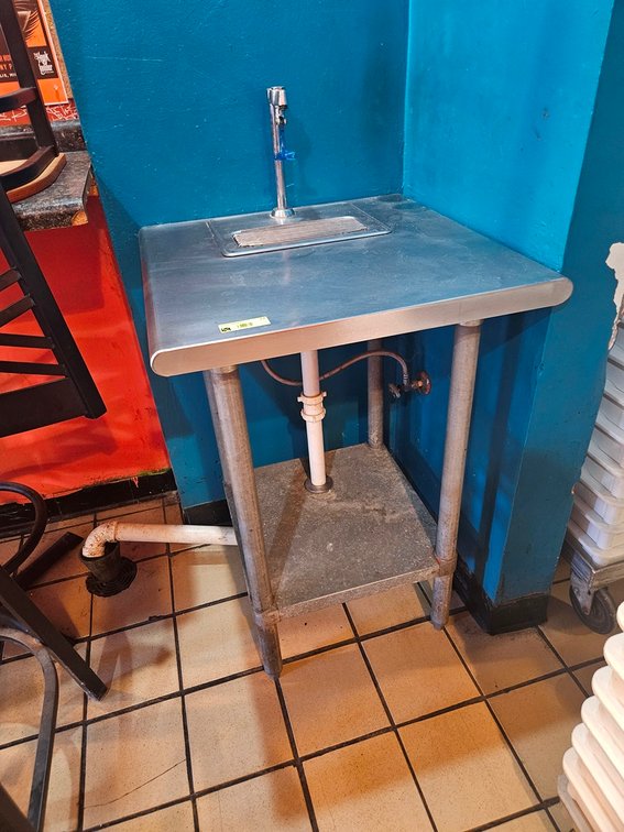 SS Table with Water Dispenser and Undershelf, 24"x24"x35.5"