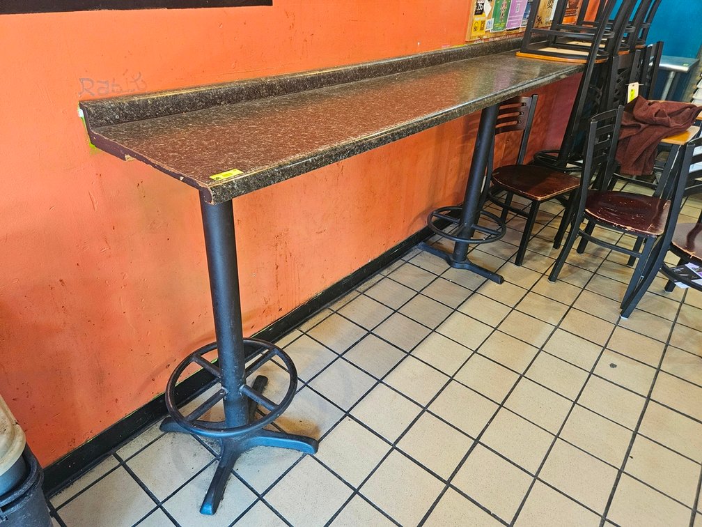 Counter, Wall Mounted and 3 Pedestal Bases, 12'x20"x40.5"