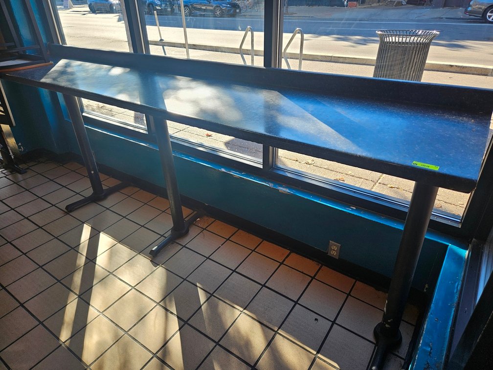 Counter, Wall Mounted and 6 Pedestal Bases, 2 Sections - 10'x20"x40.5" and 12'x20"x40.5"