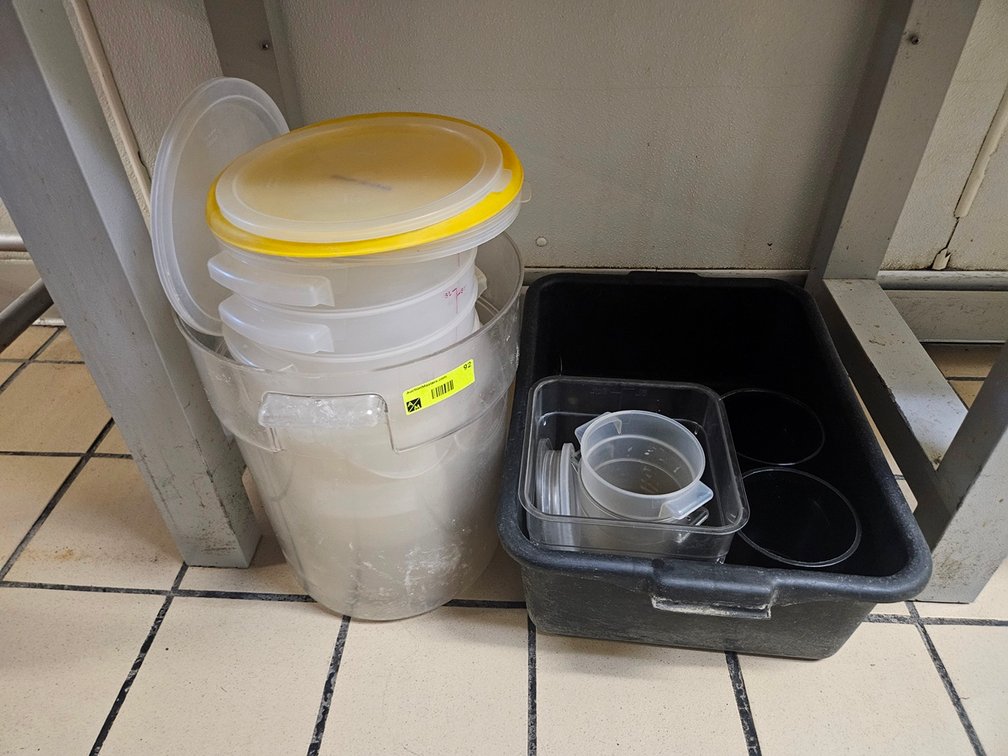 Assorted Plastic Measuring Bins and Lids