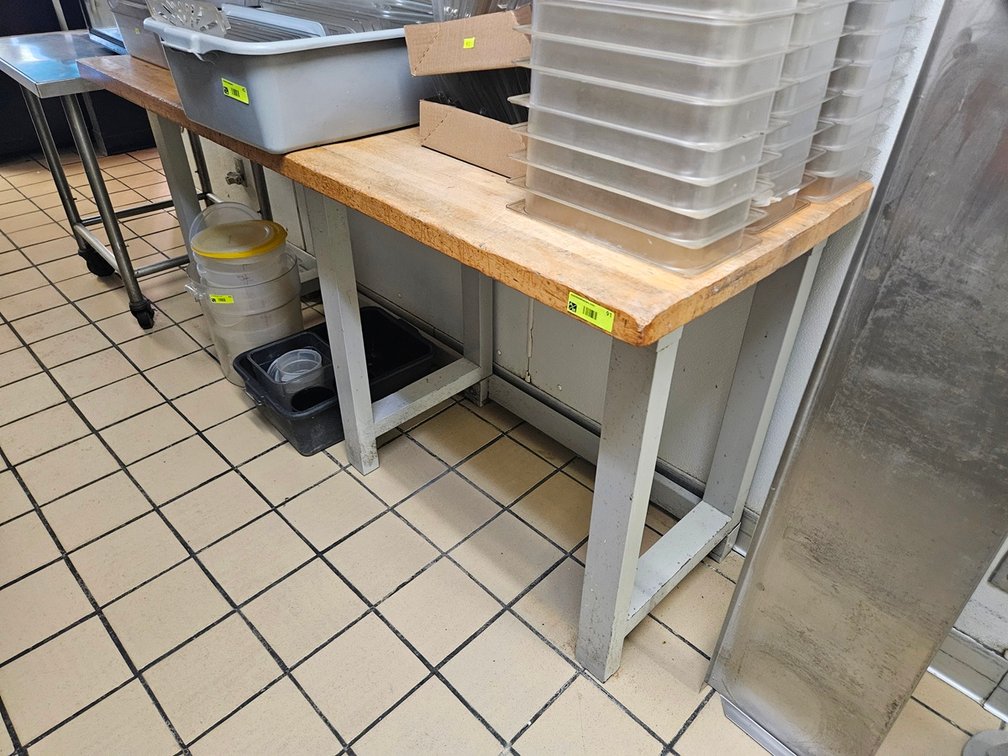 Butcher Block Top/Metal Base Table, 72"x24"x36"