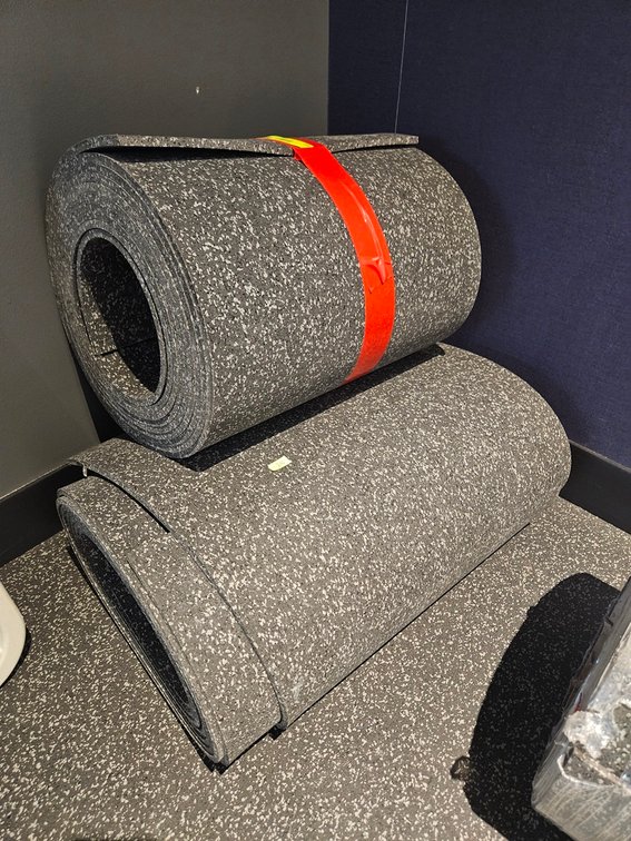 2 Rolls Assorted Rubber Flooring, 16" to 22" Wide, 8mm Thick