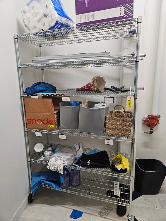 Wire 6 Tier Shelf on Wheels, 48"x18"x77"